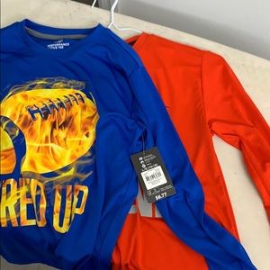 2 Boys long sleeved dry fit shirts. Size L 10-12
